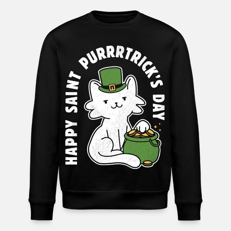 Happy St. Purrrtrick's Day - Stanley/Stella ROLLER Unisex Organic Sweatshirt - black