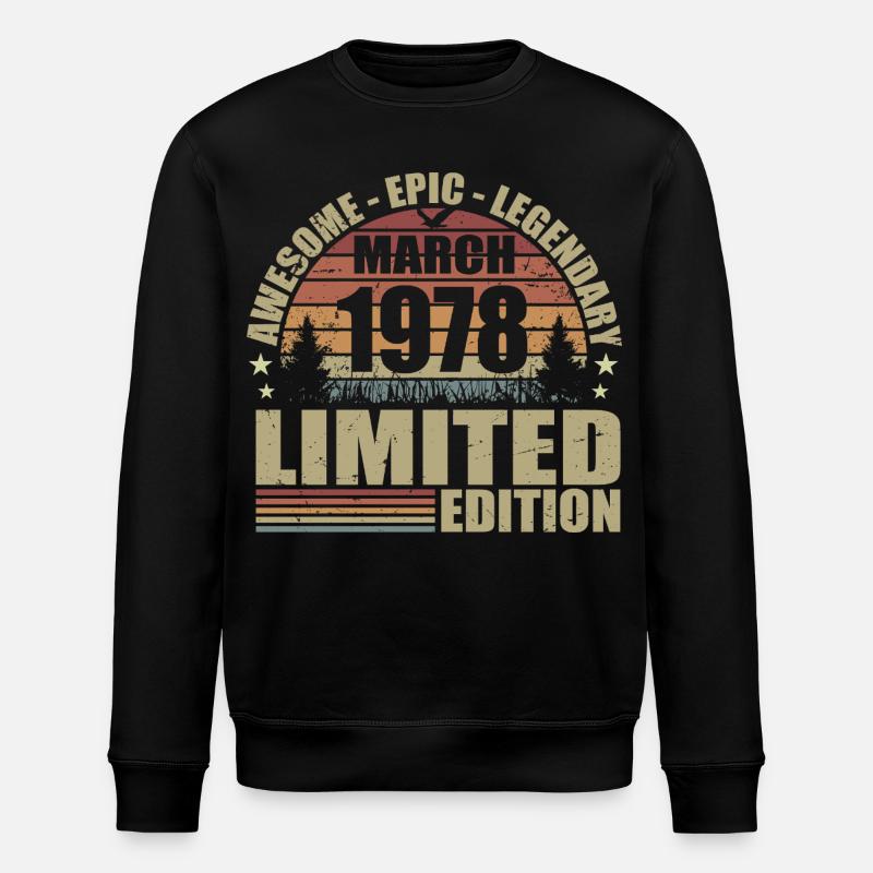 Millésime Mars 1978 Anniversaire - mars 1978 - Sweat bio ROLLER Stanley/Stella Unisexe - noir