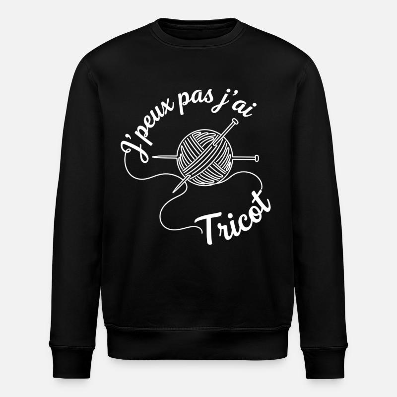 If I can't I knit - Stanley/Stella ROLLER Unisex Organic Sweatshirt - black