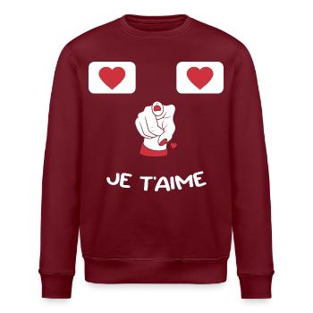 Humor Message Love Valentine's Day - Stanley/Stella ROLLER Unisex Organic Sweatshirt - burgundy - Front - Nik (191cm)