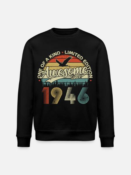 1946 Vintage Vintage Retro Birthday Gift - Stanley/Stella ROLLER Unisex Organic Sweatshirt - black