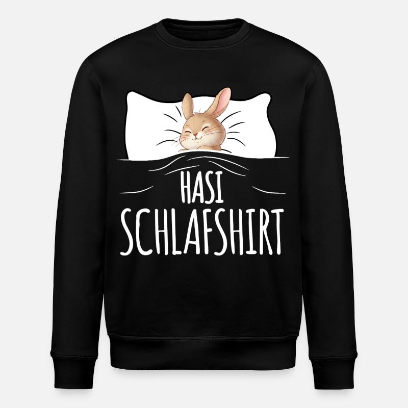 Bunny Sleep Shirt Black - Stanley/Stella ROLLER Unisex Organic Sweatshirt - black
