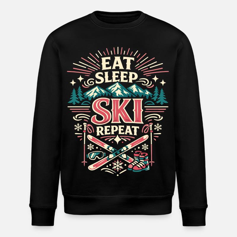 Ski Repeat Skifahrer Lifestyle Geschenk - Stanley/Stella Unisex Bio-Sweatshirt ROLLER - Schwarz