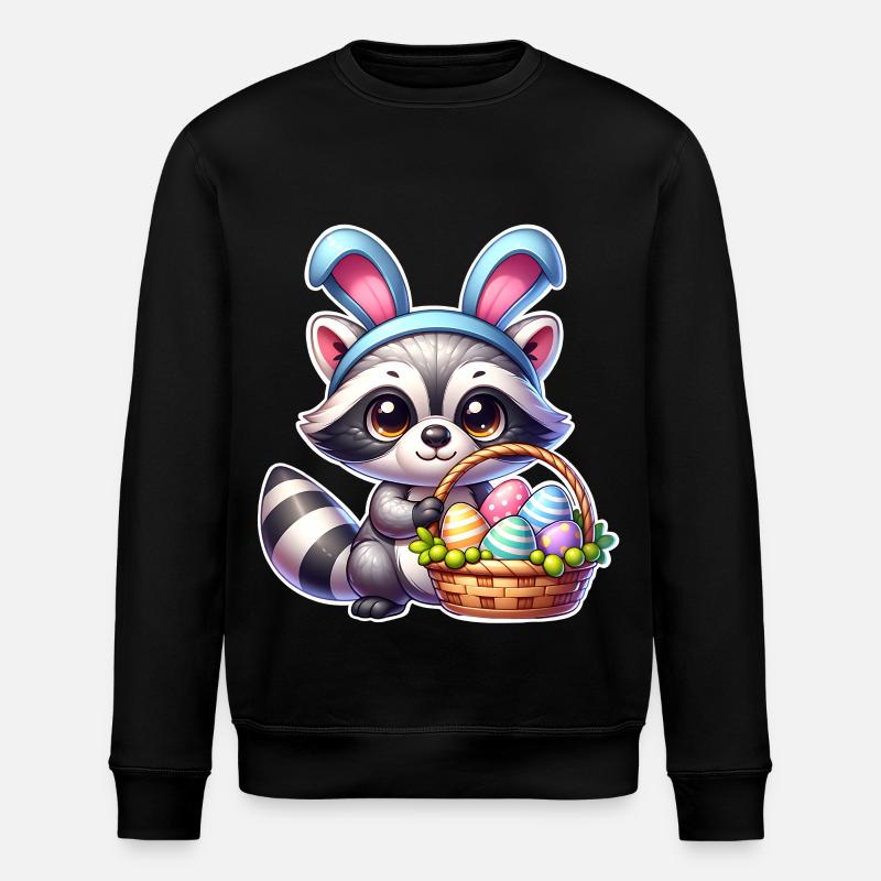 Ostern Waschbär - Stanley/Stella Unisex Bio-Sweatshirt ROLLER - Schwarz