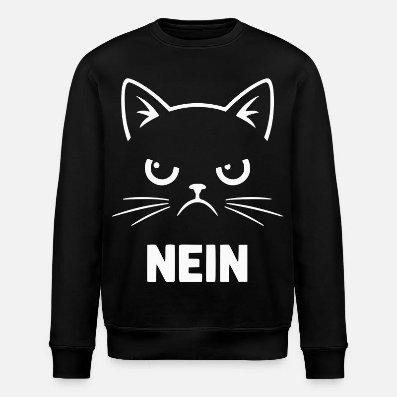 Nein Katzenkopf Illustration - Stanley/Stella Unisex Bio-Sweatshirt ROLLER - Schwarz