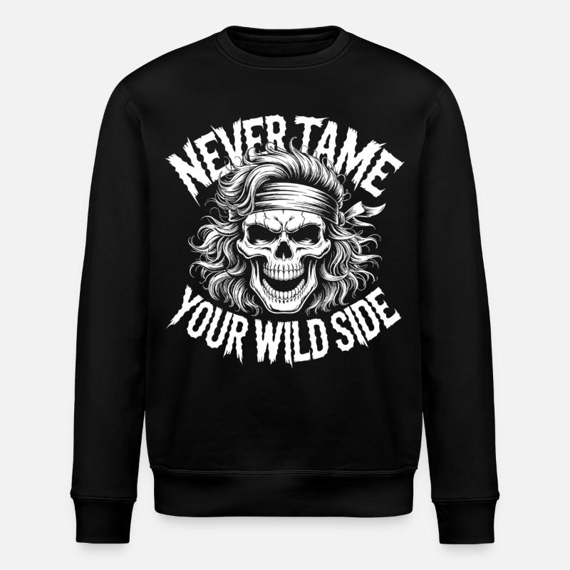 Wild Side Skull Design - Stanley/Stella ROLLER Unisex Organic Sweatshirt - black