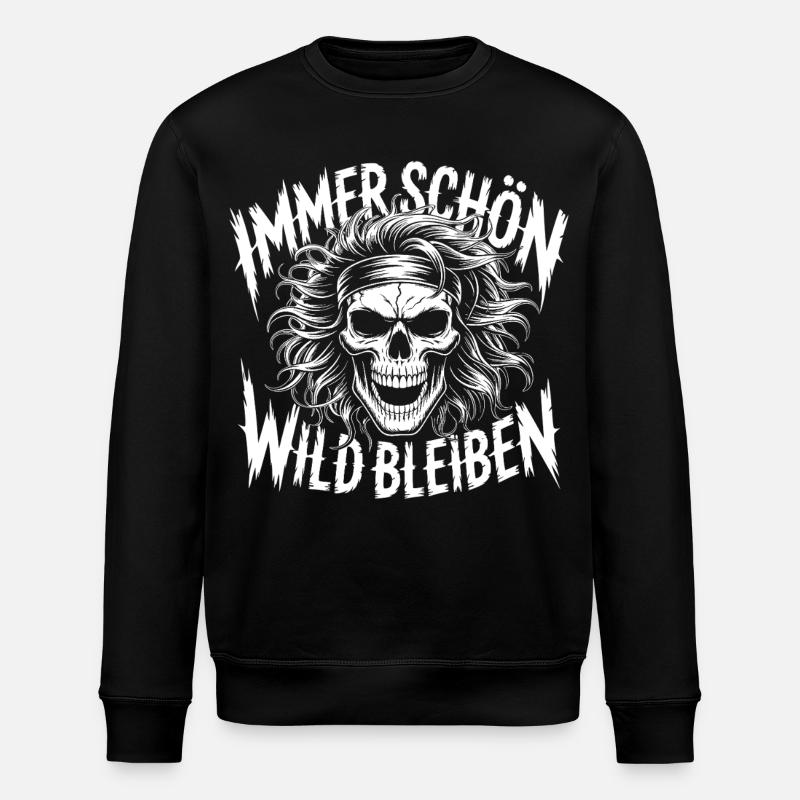 Crâne Toujours Reste Sauvage - Sweat bio ROLLER Stanley/Stella Unisexe - noir