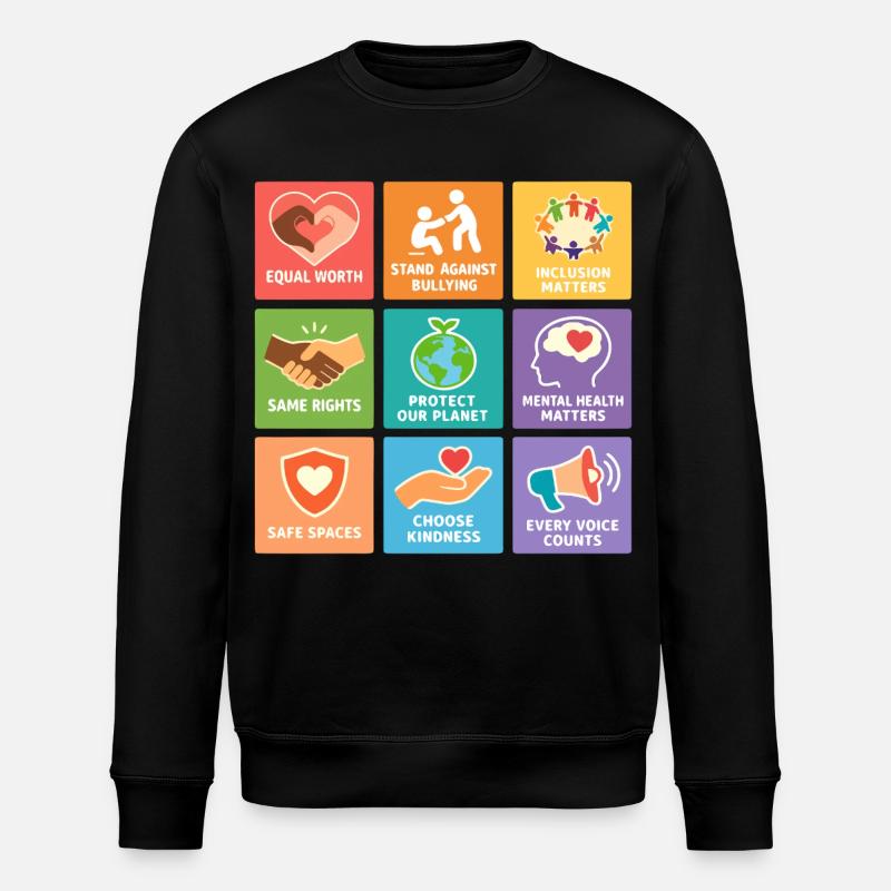 Human Rights Equality Inclusion Statement - Stanley/Stella ROLLER Unisex Organic Sweatshirt - black
