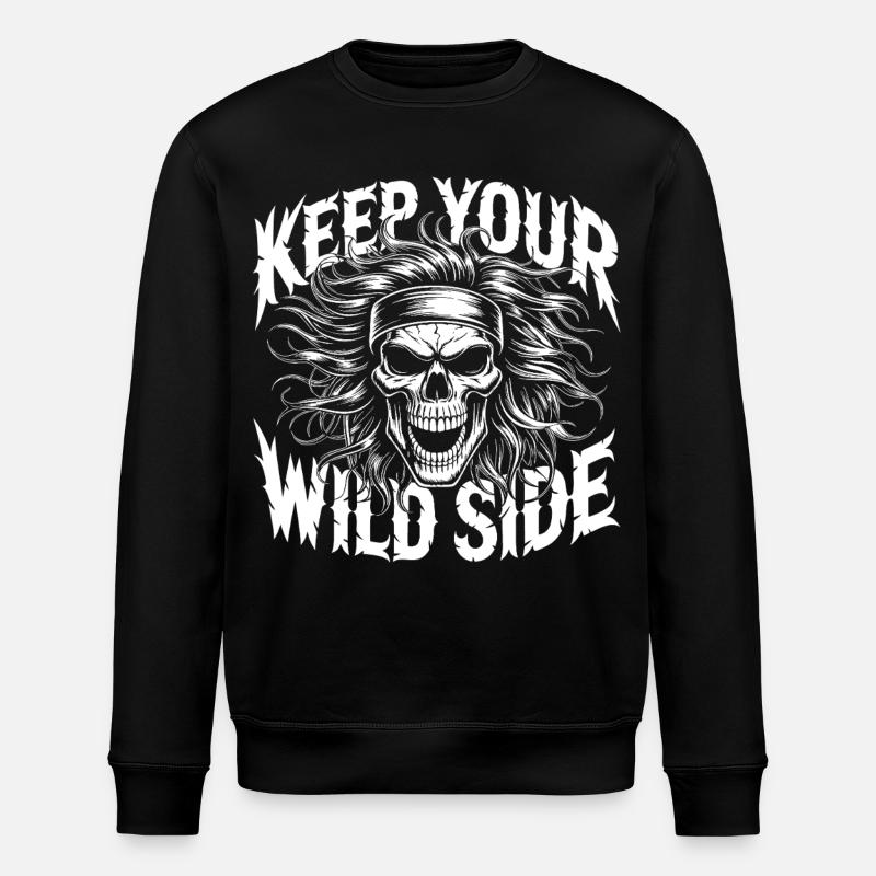 Keep Your Wild Side Skull - Stanley/Stella ROLLER Unisex Organic Sweatshirt - black