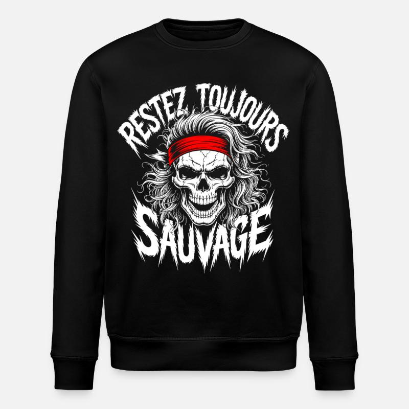 Stay Wild Skull - Stanley/Stella ROLLER Unisex Organic Sweatshirt - black