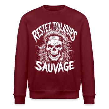Bleib wild Immer Schädel - Stanley/Stella Unisex Bio-Sweatshirt ROLLER - Burgunderrot - Vorne - Nik (191cm)