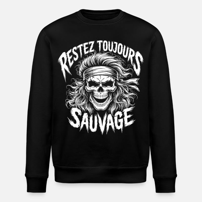 Skull Bandana Stay Wild Skull - Stanley/Stella ROLLER Unisex Organic Sweatshirt - black