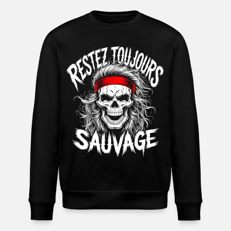 Bleib wild Immer Schädel - Stanley/Stella Unisex Bio-Sweatshirt ROLLER - Schwarz