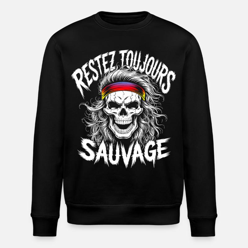 Bleib wild Immer Schädel - Stanley/Stella Unisex Bio-Sweatshirt ROLLER - Schwarz