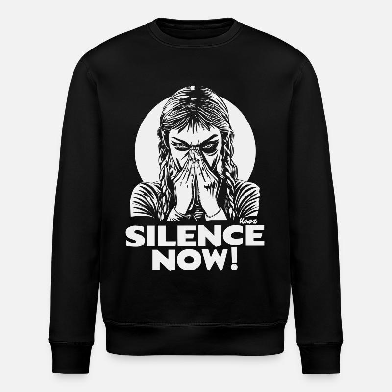 Silence Now Face Emblem - Stanley/Stella ROLLER Unisex Organic Sweatshirt - black