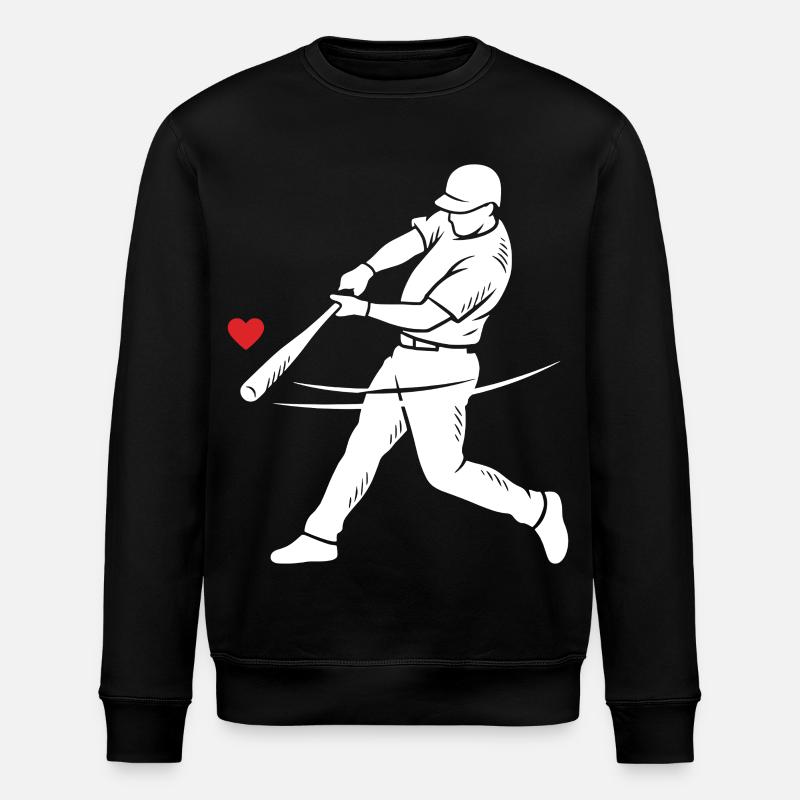 Baseball Schlagmann Silhouette Herz - Stanley/Stella Unisex Bio-Sweatshirt ROLLER - Schwarz