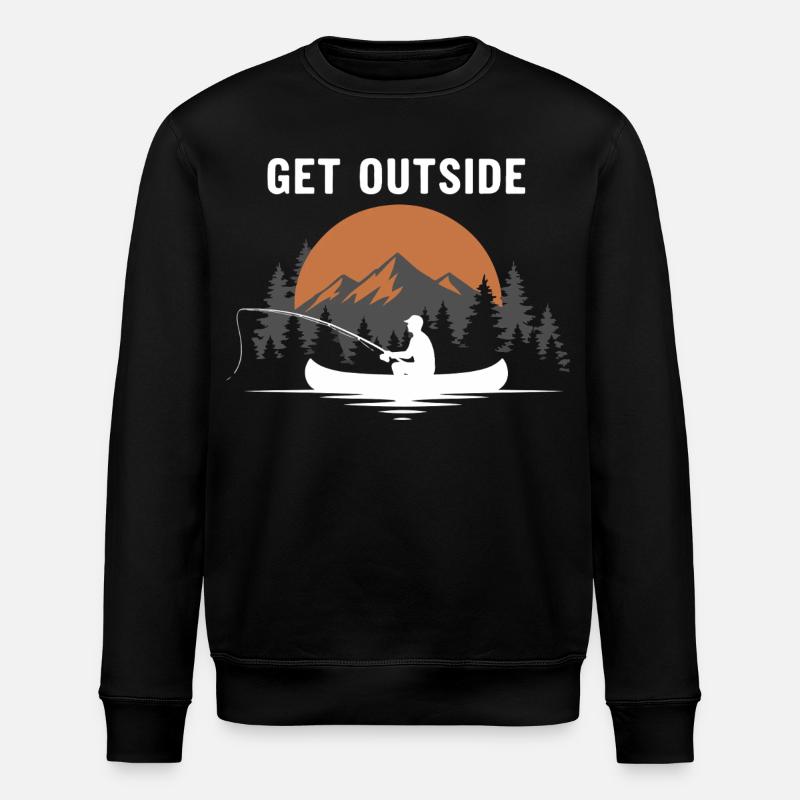 Fishing River Canoe Get Outside - Stanley/Stella ROLLER Unisex Organic Sweatshirt - black