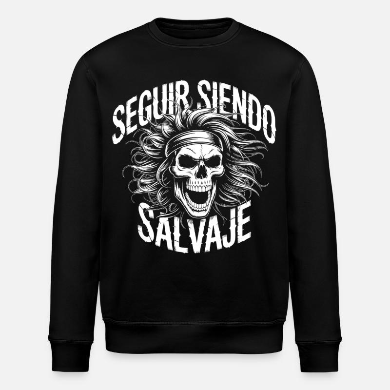 Wild Skull in White - Stanley/Stella ROLLER Unisex Organic Sweatshirt - black