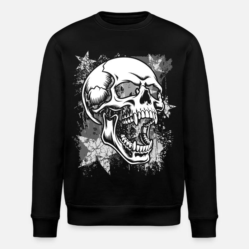 Schädel im Grunge-Splatter - Stanley/Stella Unisex Bio-Sweatshirt ROLLER - Schwarz