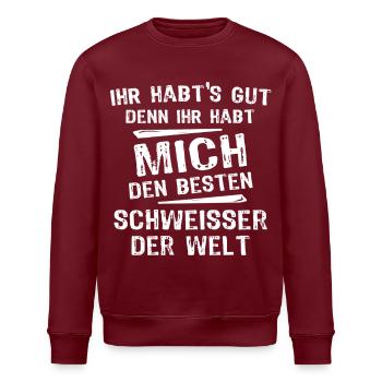 welder - Stanley/Stella ROLLER Unisex Organic Sweatshirt - burgundy - Front - Nik (191cm)