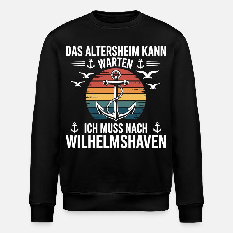 Wilhelmshaven sayings Wilhelmshaven saying - Stanley/Stella ROLLER Unisex Organic Sweatshirt - black