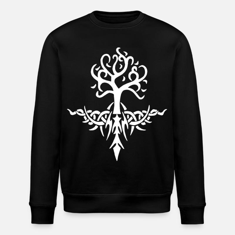 White Thorny Tree - Stanley/Stella ROLLER Unisex Organic Sweatshirt - black