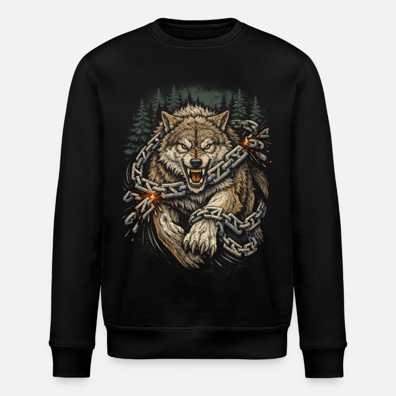 Skandinavisch Wikinger Wolf - Stanley/Stella Unisex Bio-Sweatshirt ROLLER - Schwarz