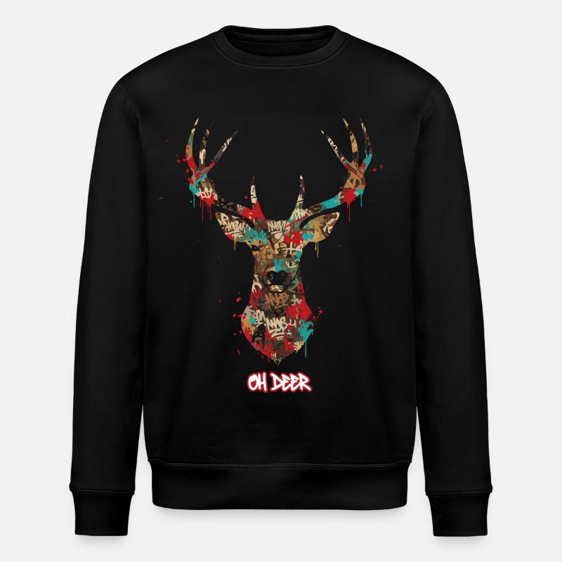 Graffiti de cerf - Sweat bio ROLLER Stanley/Stella Unisexe - noir