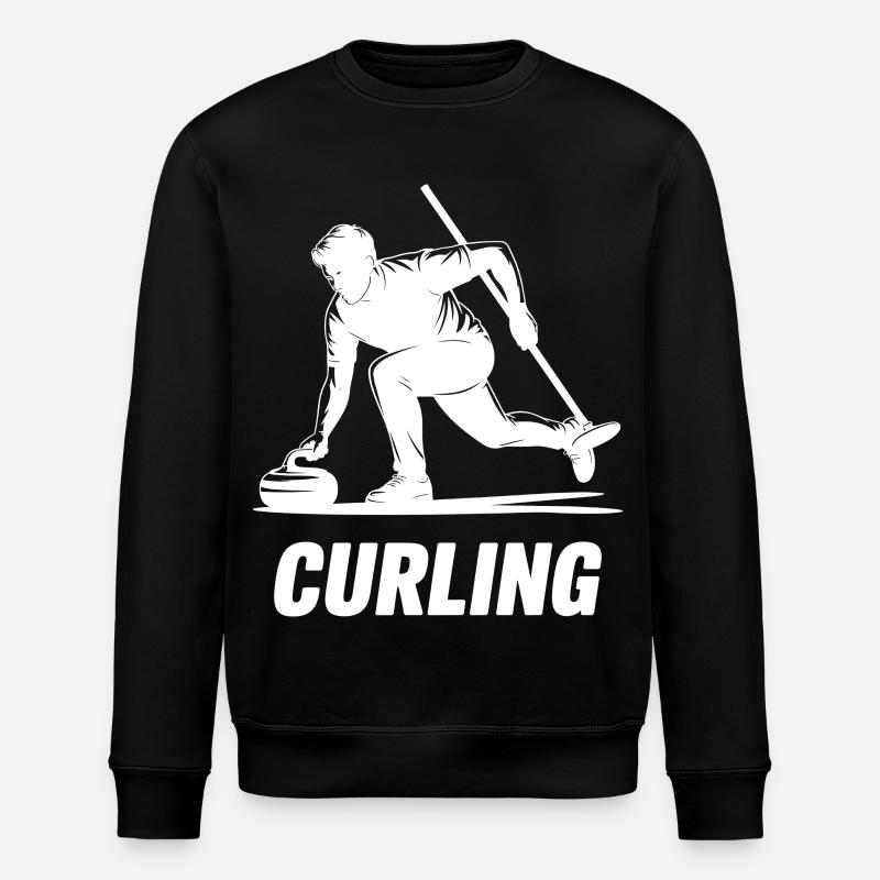 Curling Mann Sportler Action Silhouette - Stanley/Stella Unisex Bio-Sweatshirt ROLLER - Schwarz