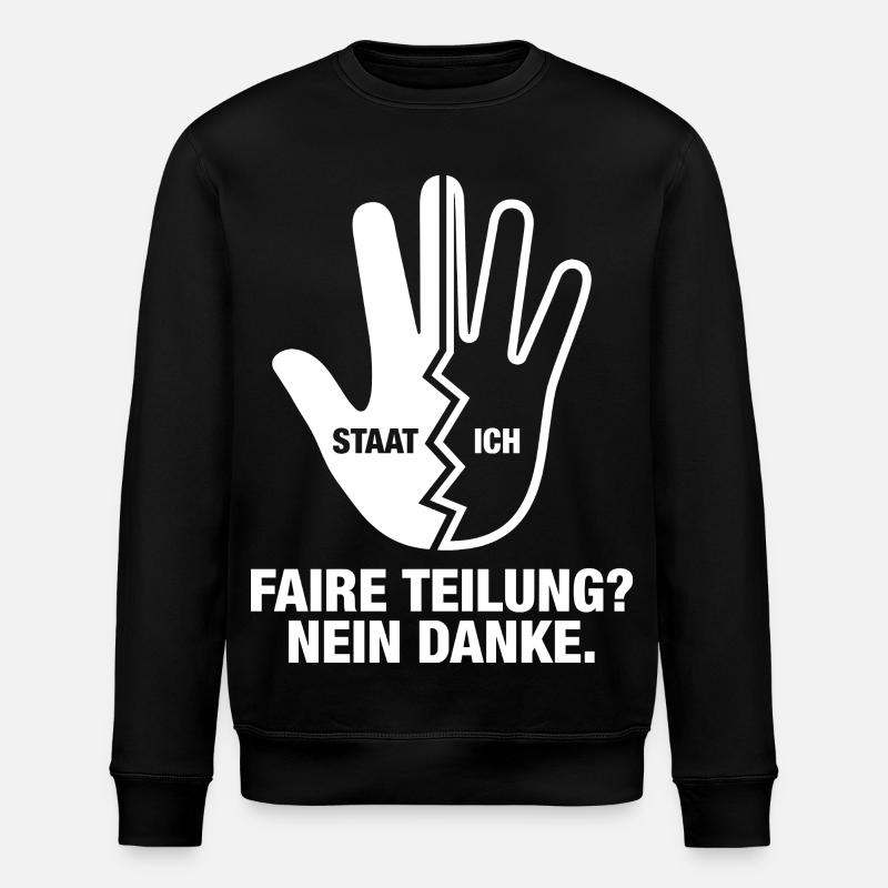 Faire Teilung Nein Danke - Stanley/Stella Unisex Bio-Sweatshirt ROLLER - Schwarz