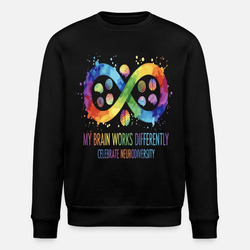 My Brain Works Differently Neurodiversity - Stanley/Stella Unisex Bio-Sweatshirt ROLLER - Schwarz