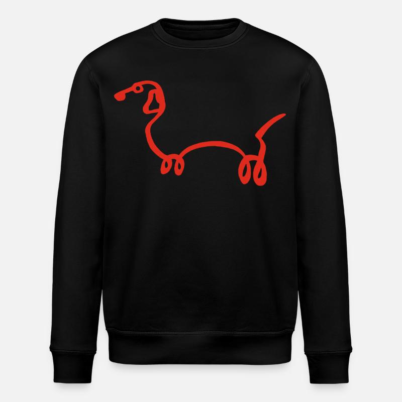 Minimalistischer Roter Wursthund - Stanley/Stella Unisex Bio-Sweatshirt ROLLER - Schwarz