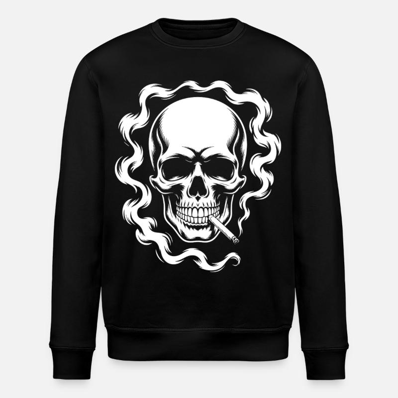 Smoking Skull Design - Stanley/Stella Unisex Bio-Sweatshirt ROLLER - Schwarz