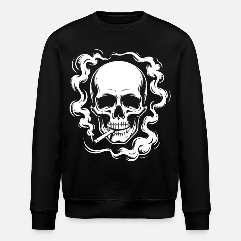 Smoking Skull Design - Stanley/Stella ROLLER Unisex Organic Sweatshirt - black