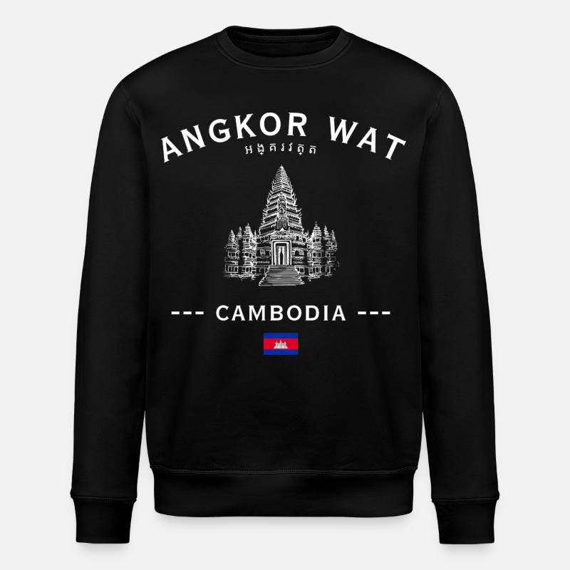 Angkor Wat Silhouette Cambodia - Stanley/Stella ROLLER Unisex Organic Sweatshirt - black
