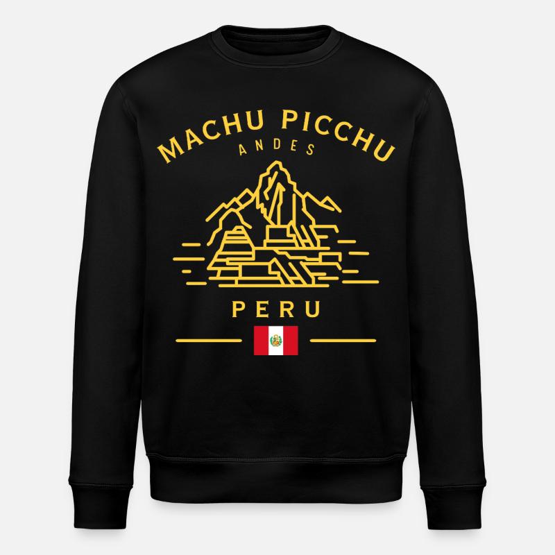 Machu Picchu Linienkunst Peru Design - Stanley/Stella Unisex Bio-Sweatshirt ROLLER - Schwarz