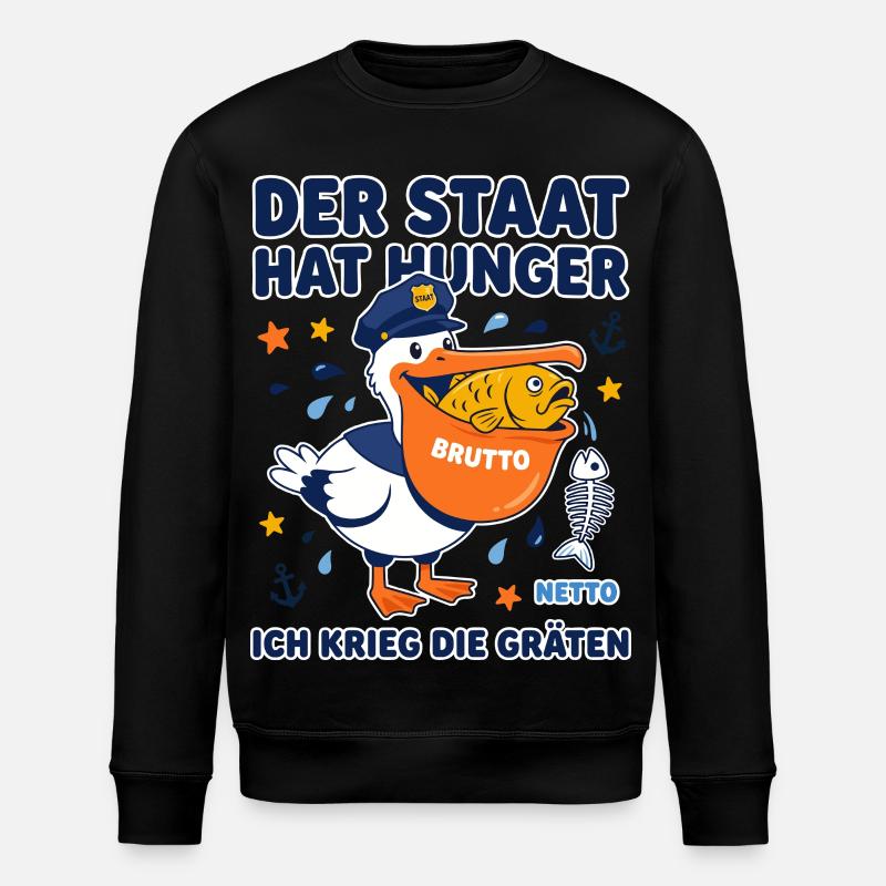 The state is hungry pelican - Stanley/Stella ROLLER Unisex Organic Sweatshirt - black