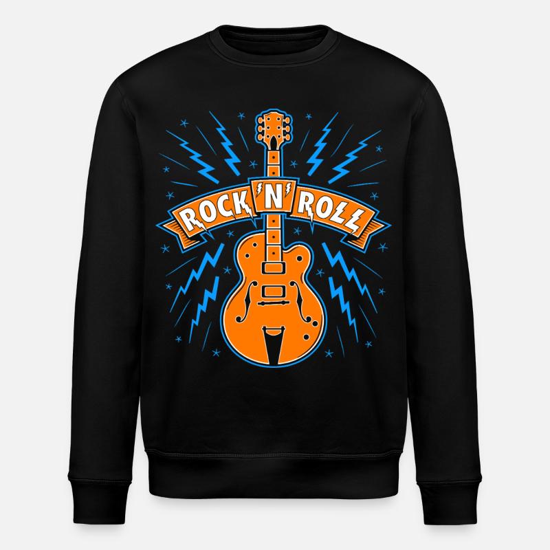 Rock'N'Roll-Banner mit Gitarre - Stanley/Stella Unisex Bio-Sweatshirt ROLLER - Schwarz