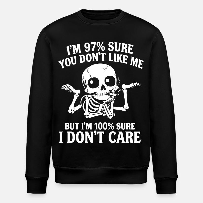 Skeleton Attitude I Don't Care - Stanley/Stella ROLLER Unisex Organic Sweatshirt - black