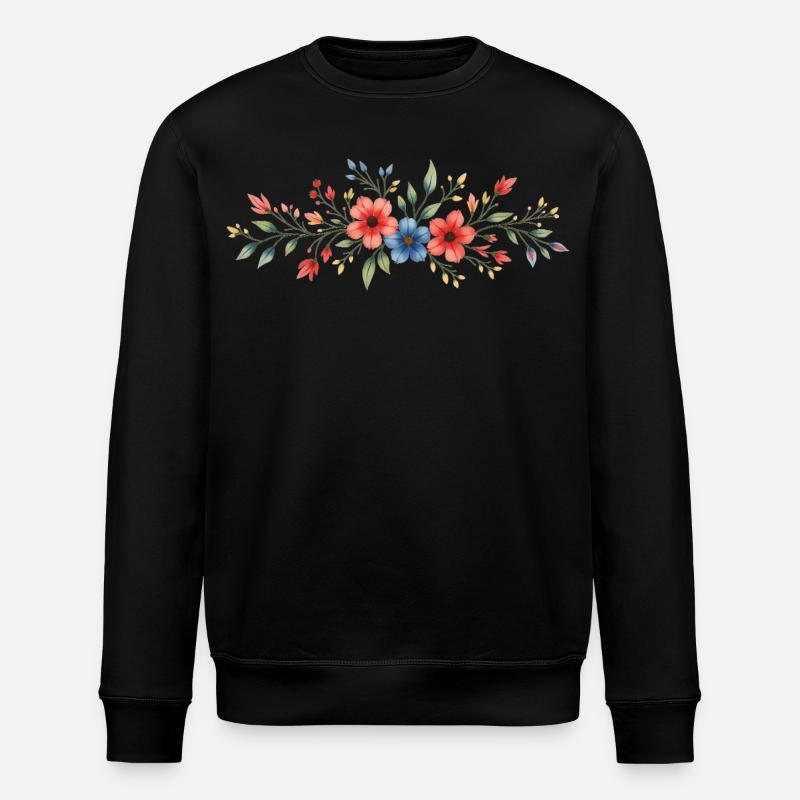 Aquarell Blumengemälde Kunstdruck - Stanley/Stella Unisex Bio-Sweatshirt ROLLER - Schwarz