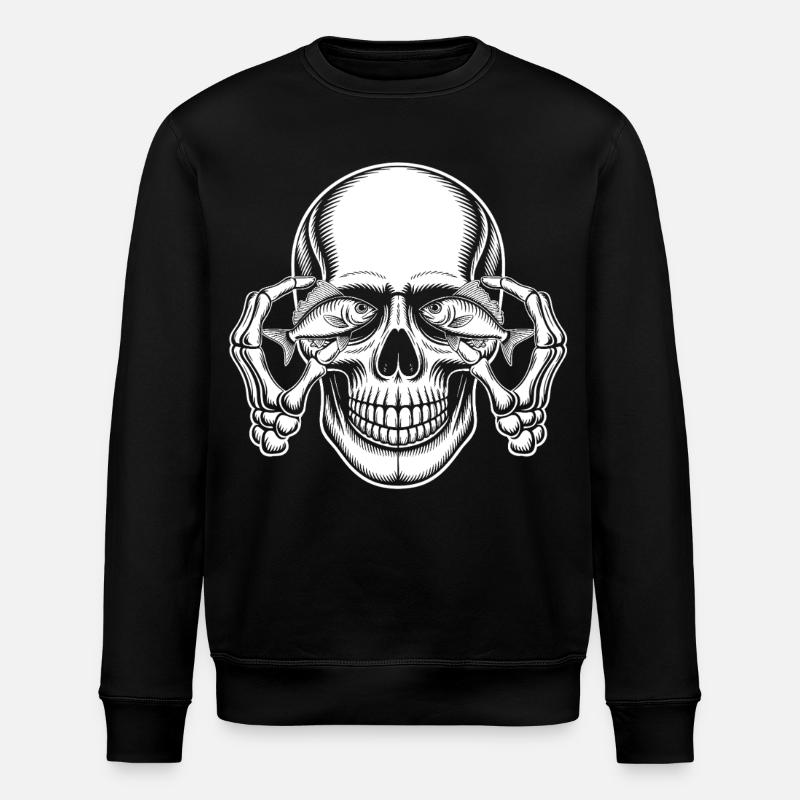 Skull mit Fischaugen - Stanley/Stella Unisex Bio-Sweatshirt ROLLER - Schwarz