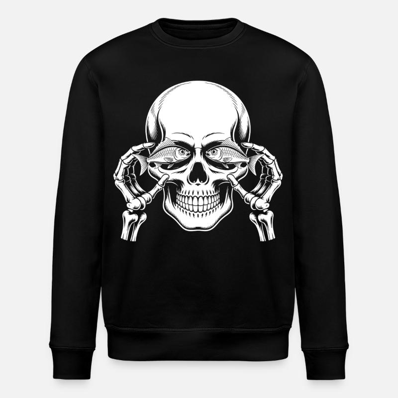 Motif de crâne avec poisson - Sweat bio ROLLER Stanley/Stella Unisexe - noir