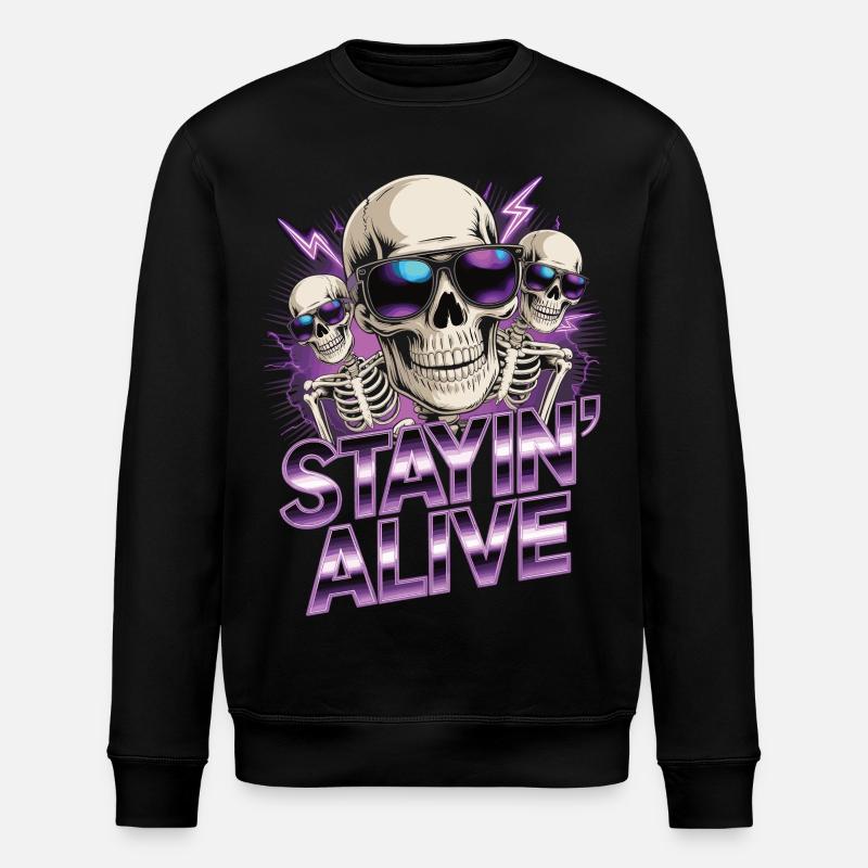 T-shirt Retro Skull – Conception néon - Sweat bio ROLLER Stanley/Stella Unisexe - noir