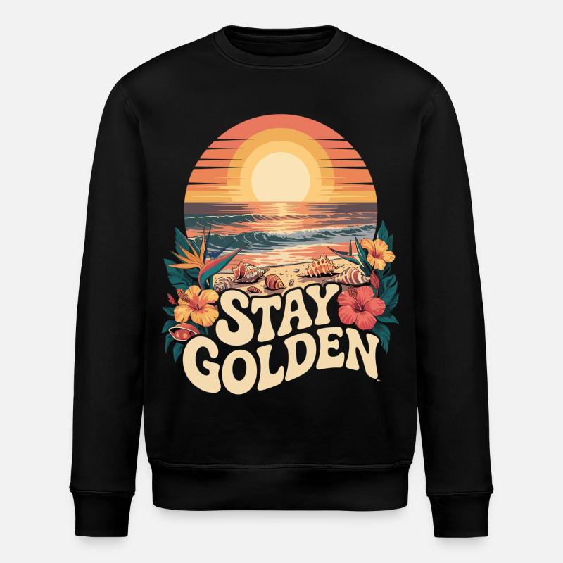 Retro Beach T-Shirt – Summer & Sea - Stanley/Stella ROLLER Unisex Organic Sweatshirt - black