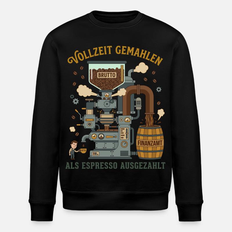 Full-time ground paid out as espresso - Stanley/Stella ROLLER Unisex Organic Sweatshirt - black