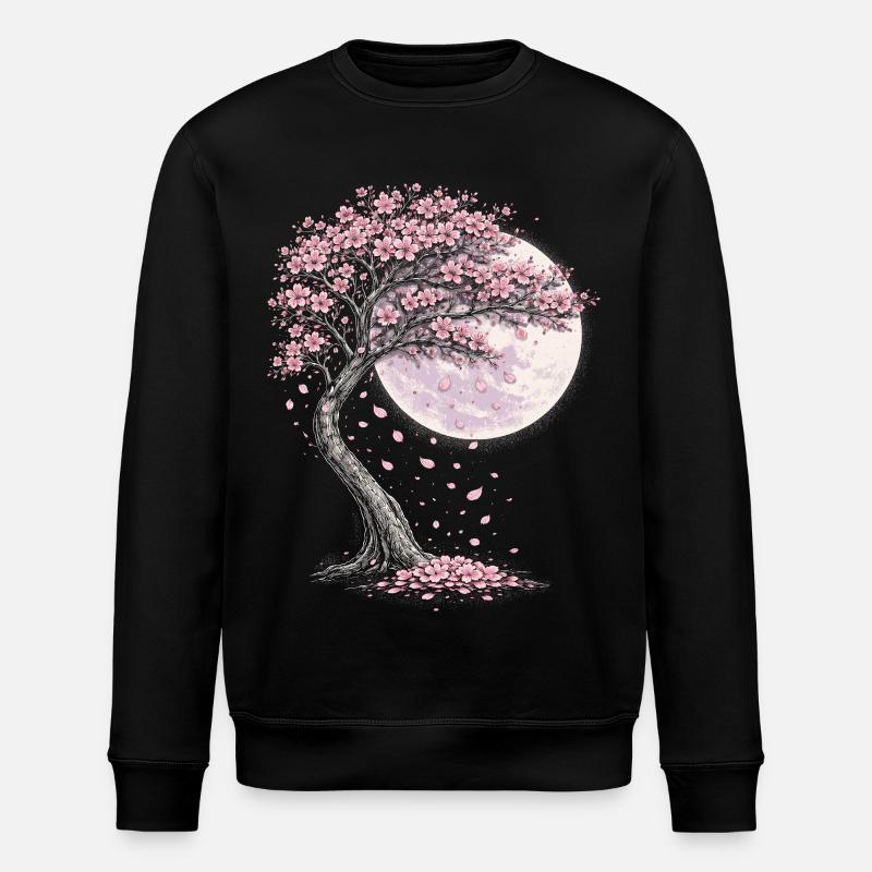 Cherry Blossom Sakura Cherry Blossom - Stanley/Stella ROLLER Unisex Organic Sweatshirt - black