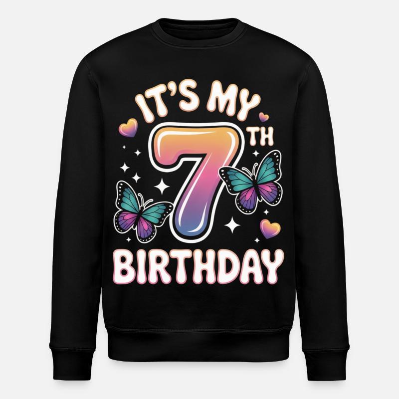 My Seventh Birthday Gradient - Stanley/Stella ROLLER Unisex Organic Sweatshirt - black