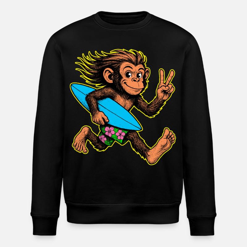 Surfing Monkey Surf Vibes - Stanley/Stella ROLLER Unisex Organic Sweatshirt - black