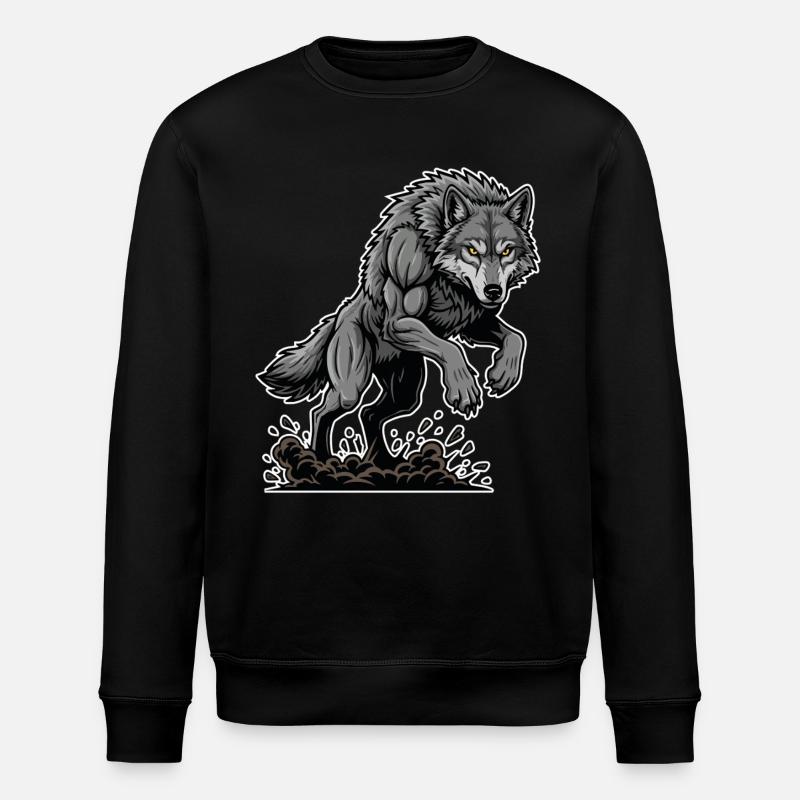 Werwolf Mighty Racing Maskottchen Wolf - Stanley/Stella Unisex Bio-Sweatshirt ROLLER - Schwarz
