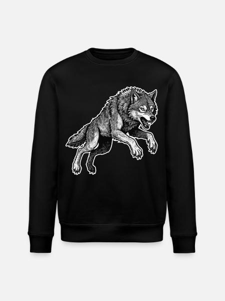 Wild Wolf Race Maskottchen Alpha Wolf - Stanley/Stella Unisex Bio-Sweatshirt ROLLER - Schwarz